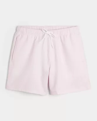Mid-Thigh Seersucker Volley Swim Trunks