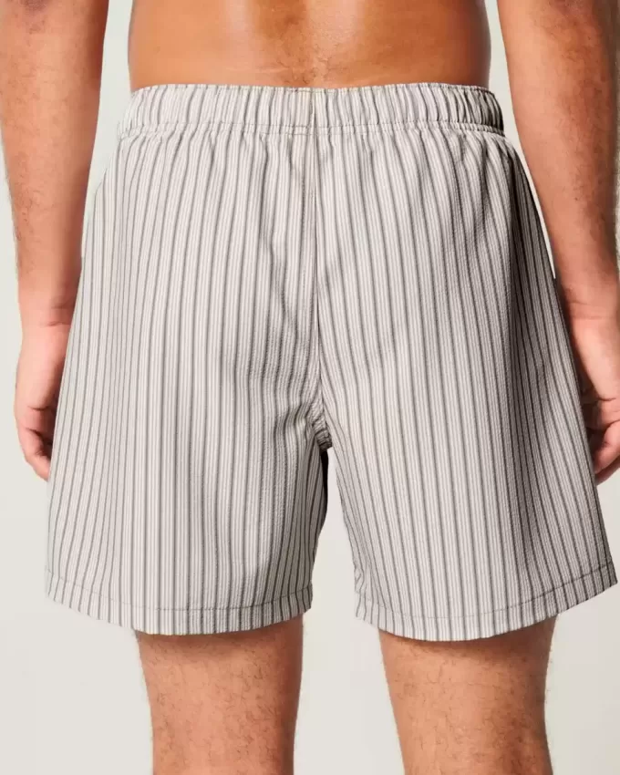 Mid-Thigh Seersucker Volley Swim Trunks
