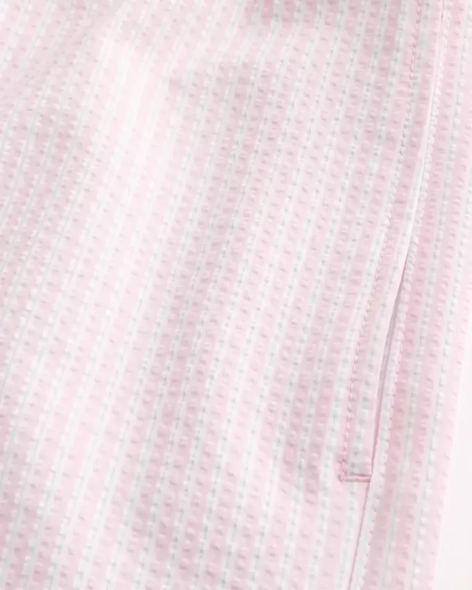 Mid-Thigh Seersucker Volley Swim Trunks