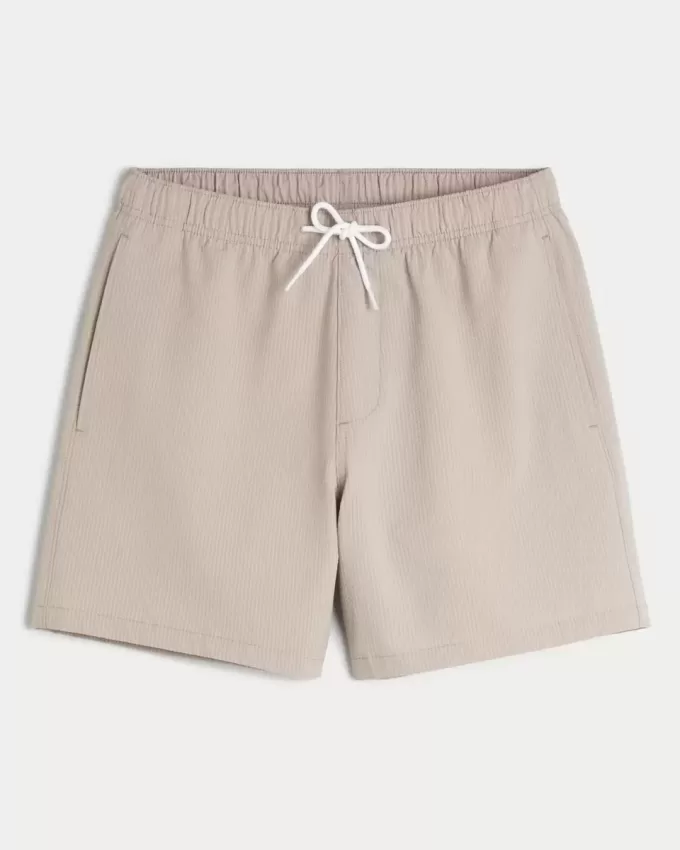 Mid-Thigh Seersucker Volley Swim Trunks