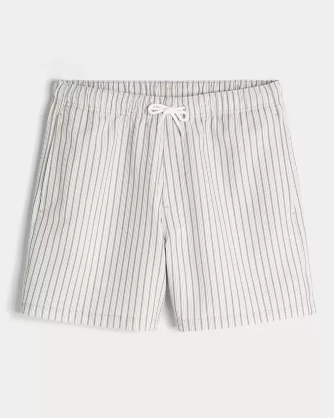 Mid-Thigh Seersucker Volley Swim Trunks