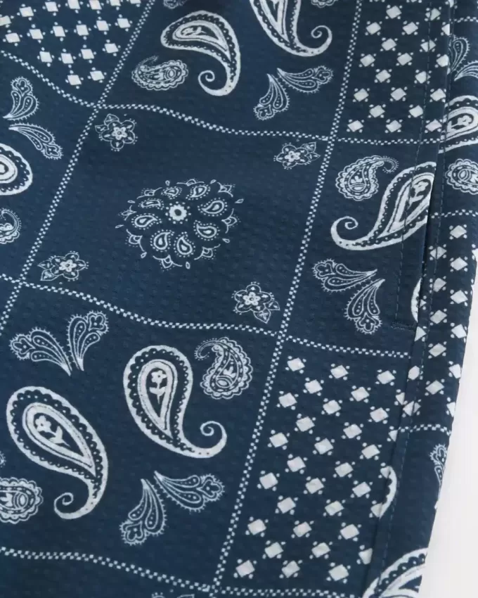 Mid-Thigh Seersucker Volley Swim Trunks