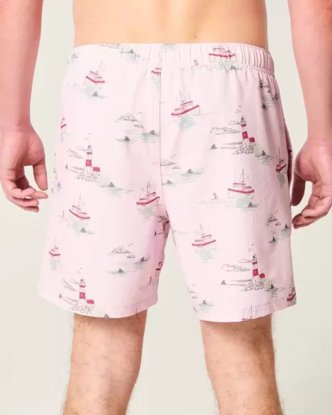 Mid-Thigh Seersucker Volley Swim Trunks
