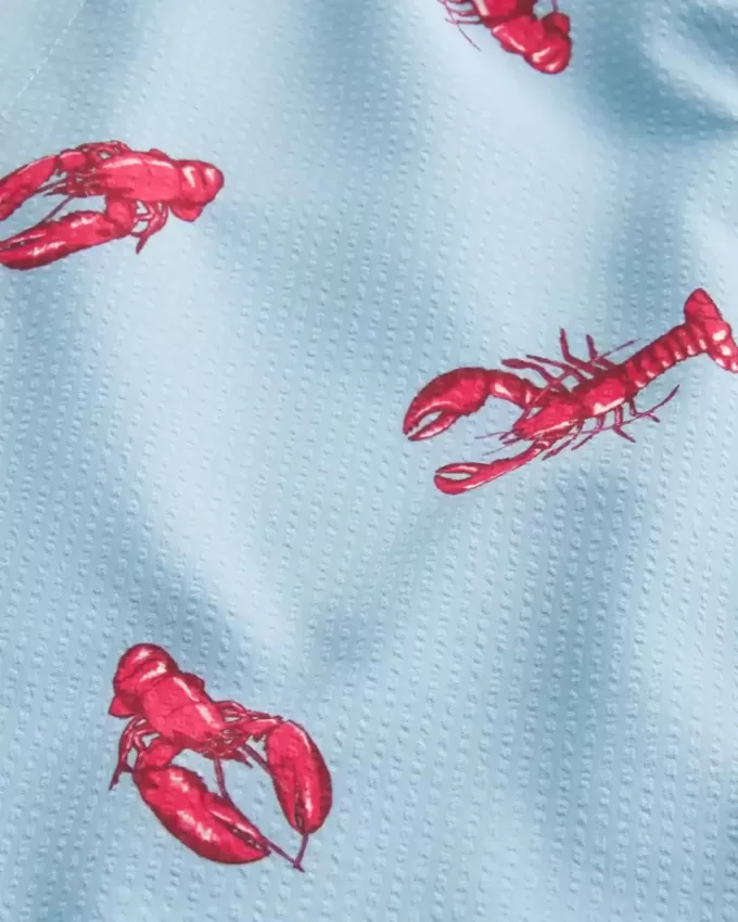 Mid-Thigh Seersucker Volley Swim Trunks