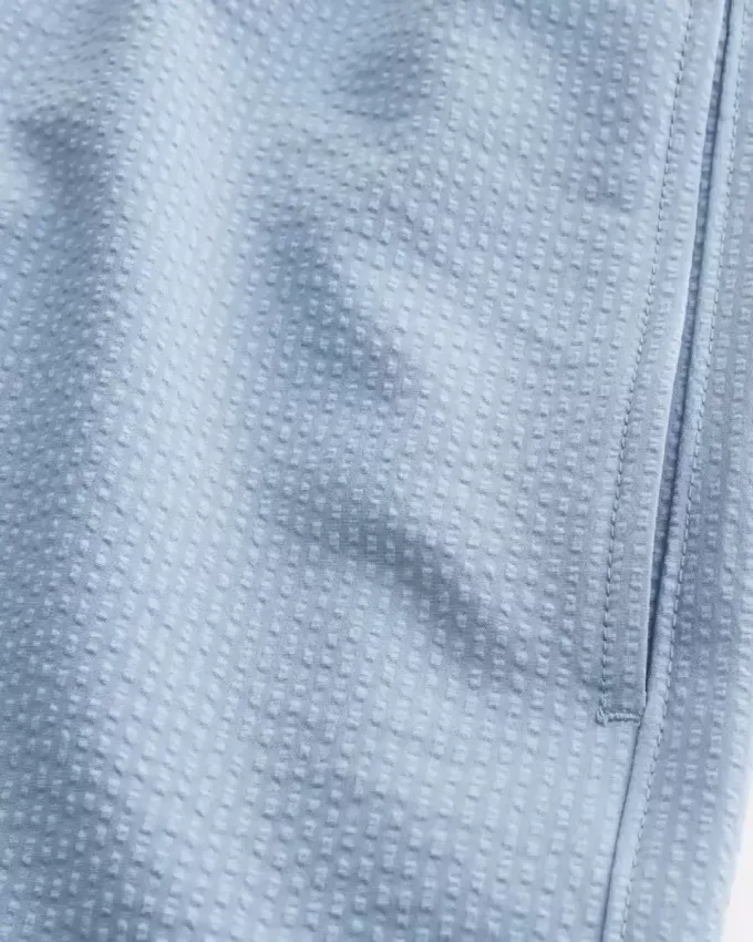 Mid-Thigh Seersucker Volley Swim Trunks