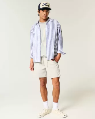 Mid-Thigh Twill Pull-On Shorts