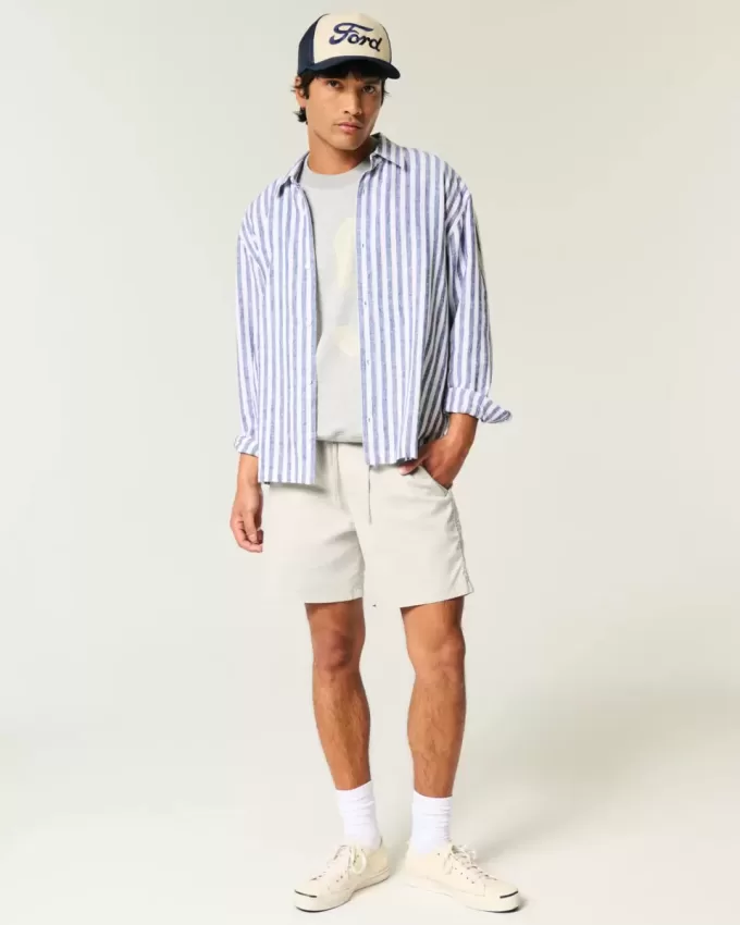 Mid-Thigh Twill Pull-On Shorts