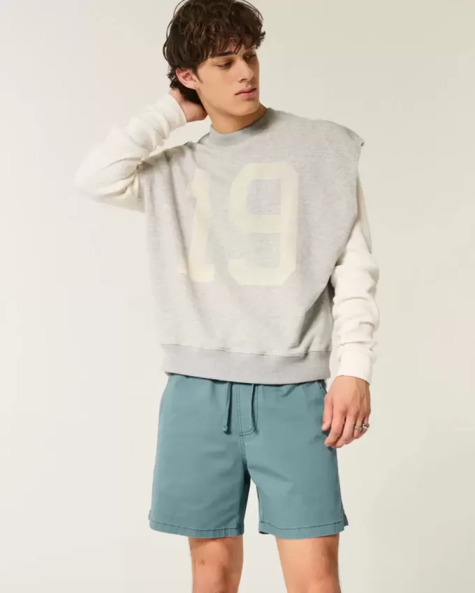 Mid-Thigh Twill Pull-On Shorts