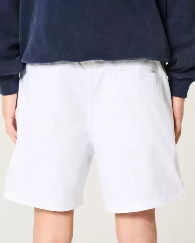 Mid-Thigh Twill Pull-On Shorts