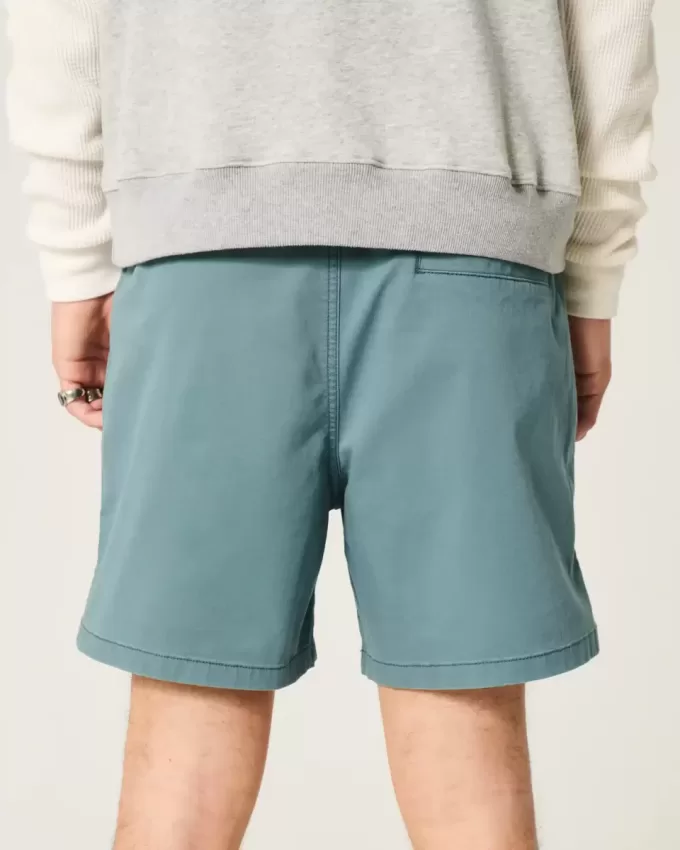 Mid-Thigh Twill Pull-On Shorts