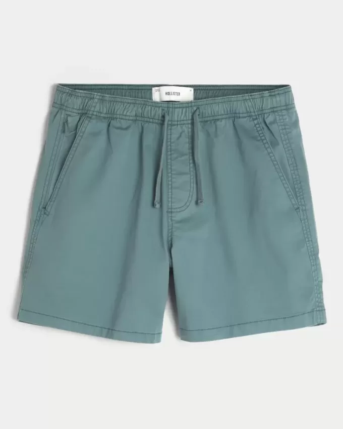 Mid-Thigh Twill Pull-On Shorts