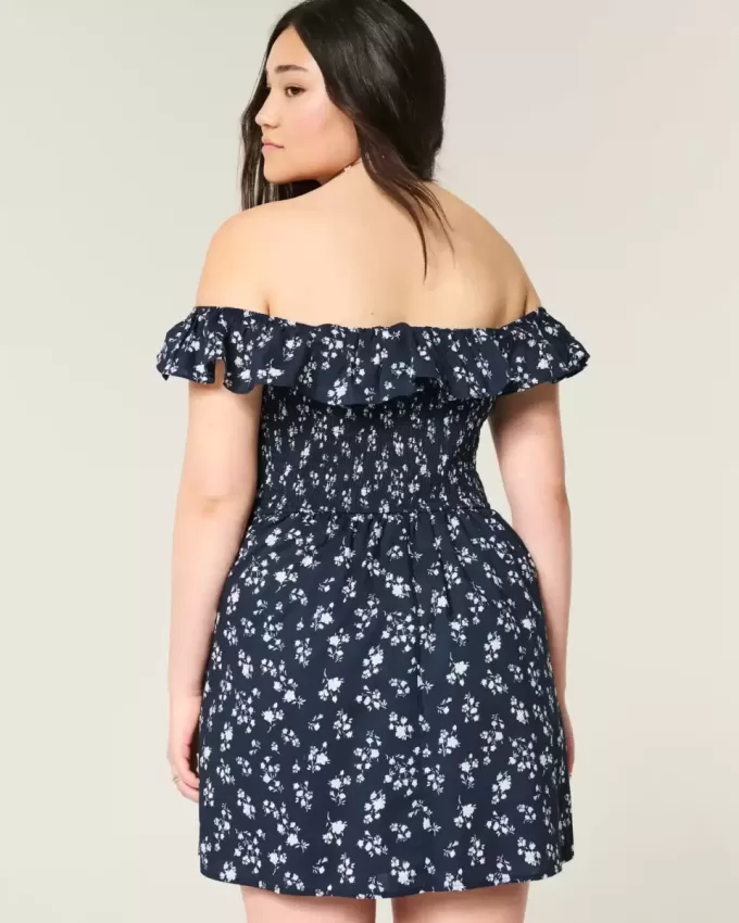 Off-the-Shoulder A-Line Ruffle Mini Dress