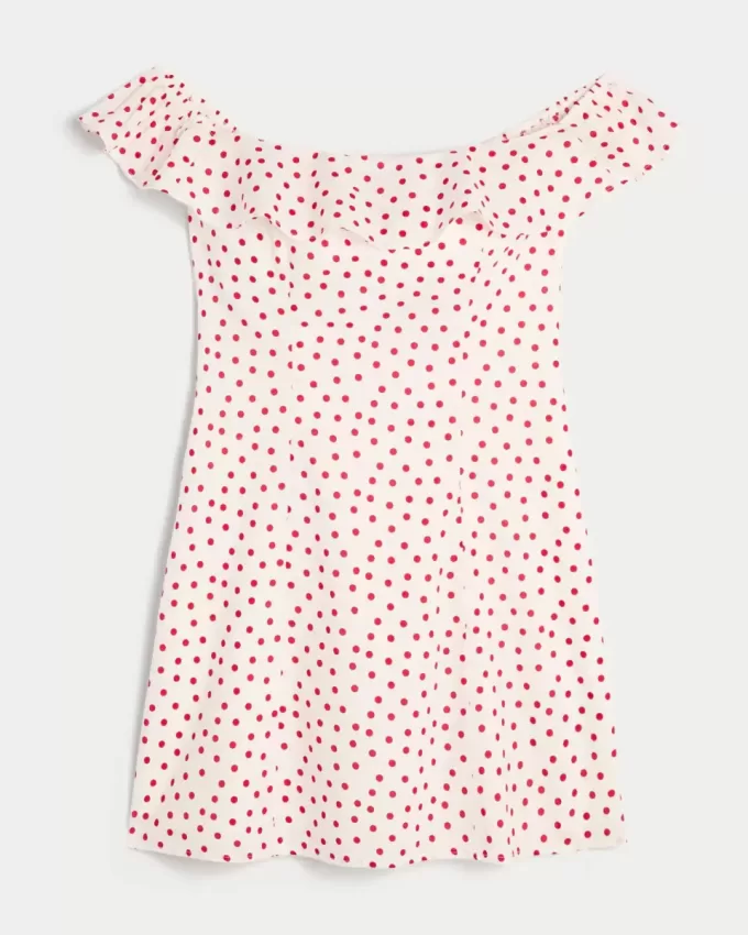 Off-the-Shoulder A-Line Ruffle Mini Dress