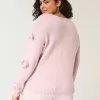 Off-the-Shoulder Bow Applique Sweater