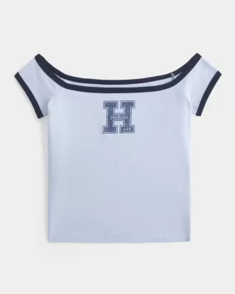 Off-the-Shoulder Logo Graphic Tee