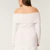 Off-the-Shoulder Skater Sweater Dress