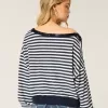 Off-the-Shoulder Tie Sweatshirt