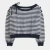 Off-the-Shoulder Tie Sweatshirt