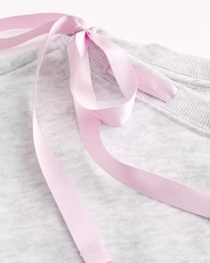 Off-the-Shoulder Tie Sweatshirt