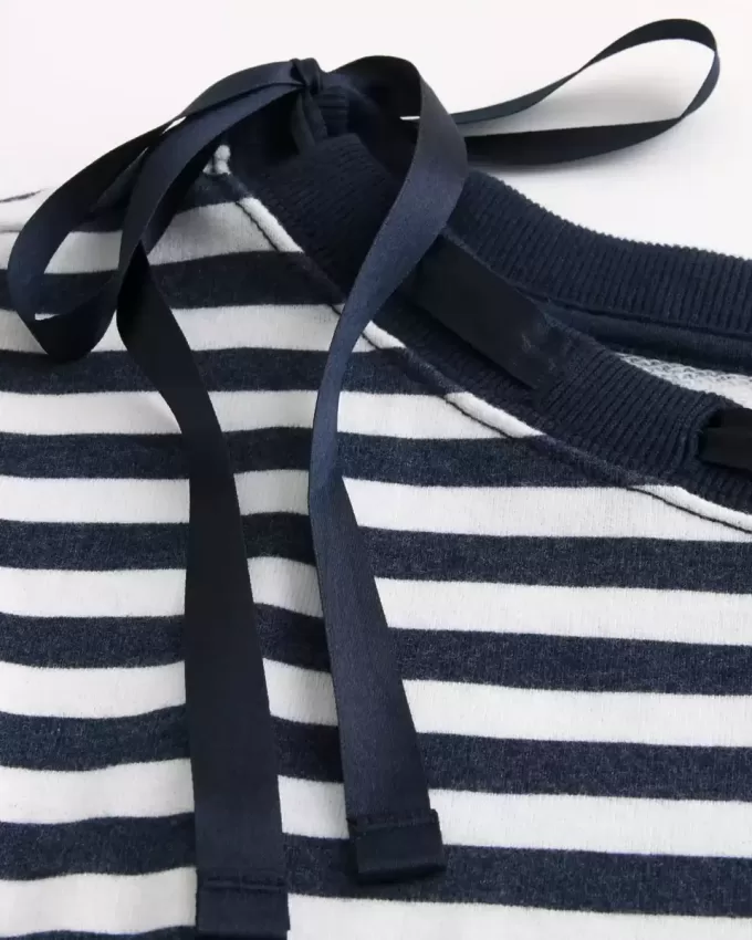 Off-the-Shoulder Tie Sweatshirt