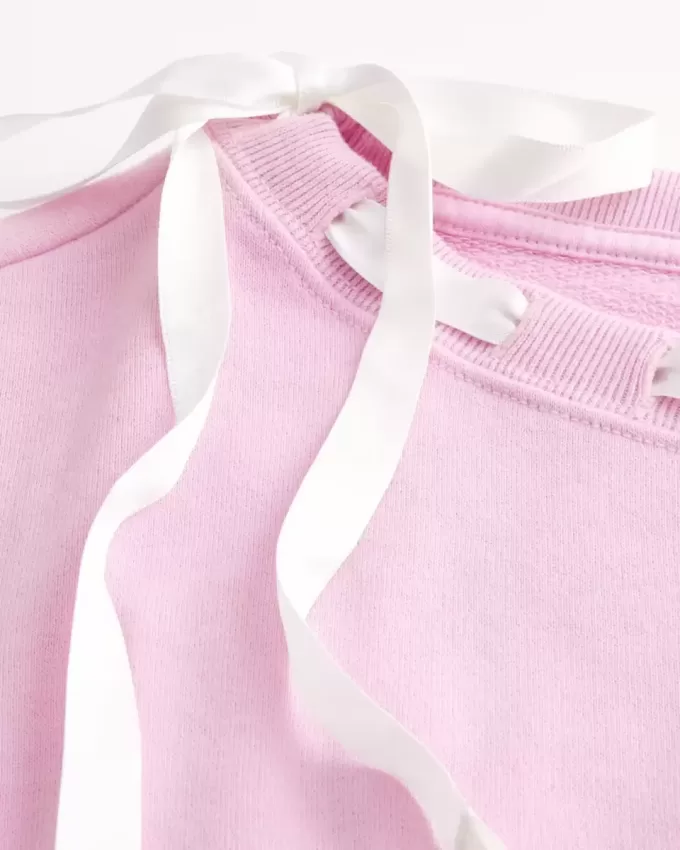 Off-the-Shoulder Tie Sweatshirt