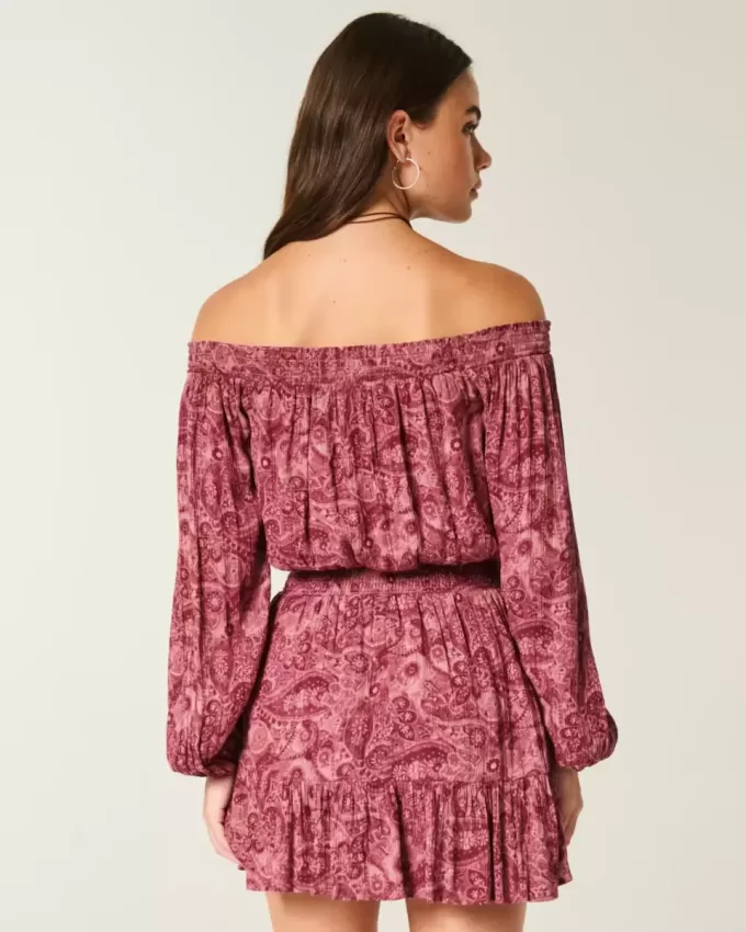On/Off-the-Shoulder Woven Dress