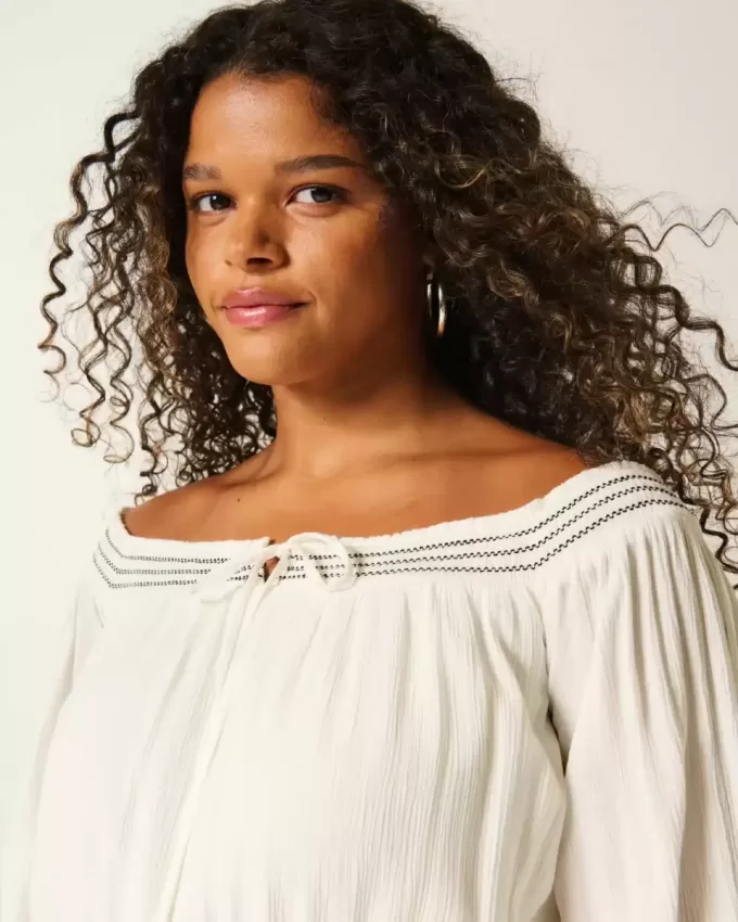 On/Off-the-Shoulder Woven Dress