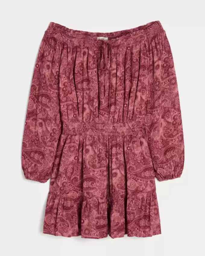 On/Off-the-Shoulder Woven Dress