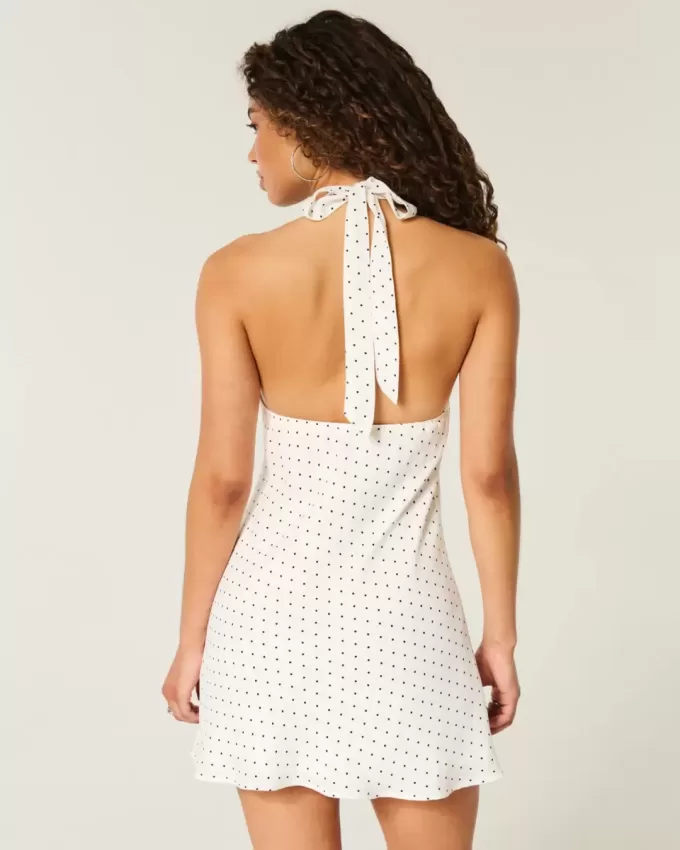 Open-Back Crepe Halter Dress