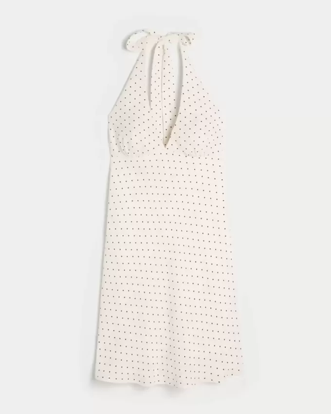 Open-Back Crepe Halter Dress