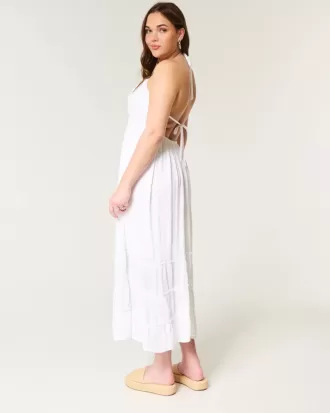 Open Back Halter Maxi Dress