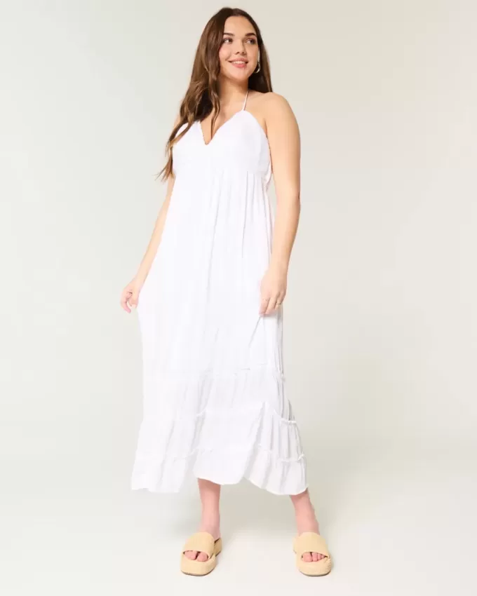 Open Back Halter Maxi Dress
