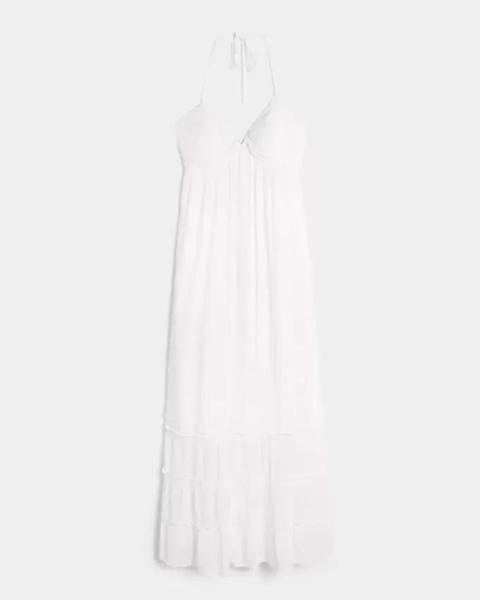 Open Back Halter Maxi Dress