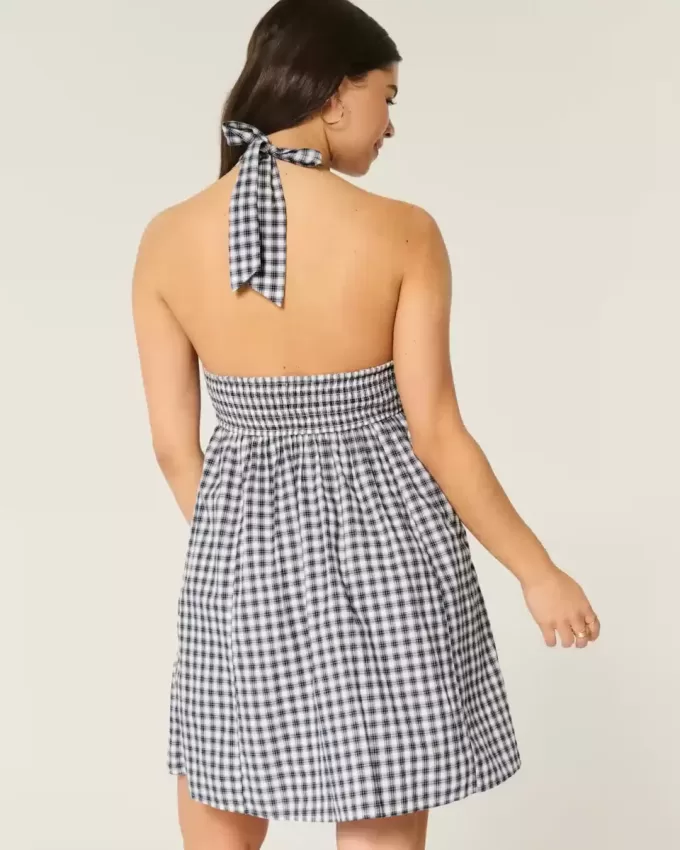 Open Back Halter Mini Dress