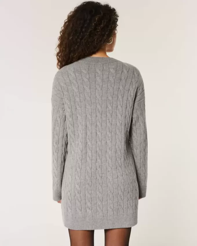Oversized Cable-Knit Crew Sweater Dress Oversized Cable-Knit Crew Sweater Dress