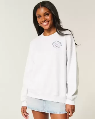 Oversized Class of 2025 Grad Graphic Crew Sweatshirt