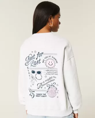 Oversized Class of 2025 Grad Graphic Crew Sweatshirt