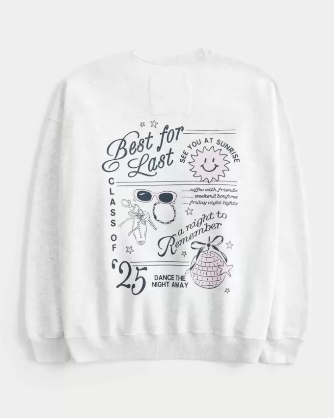 Oversized Class of 2025 Grad Graphic Crew Sweatshirt