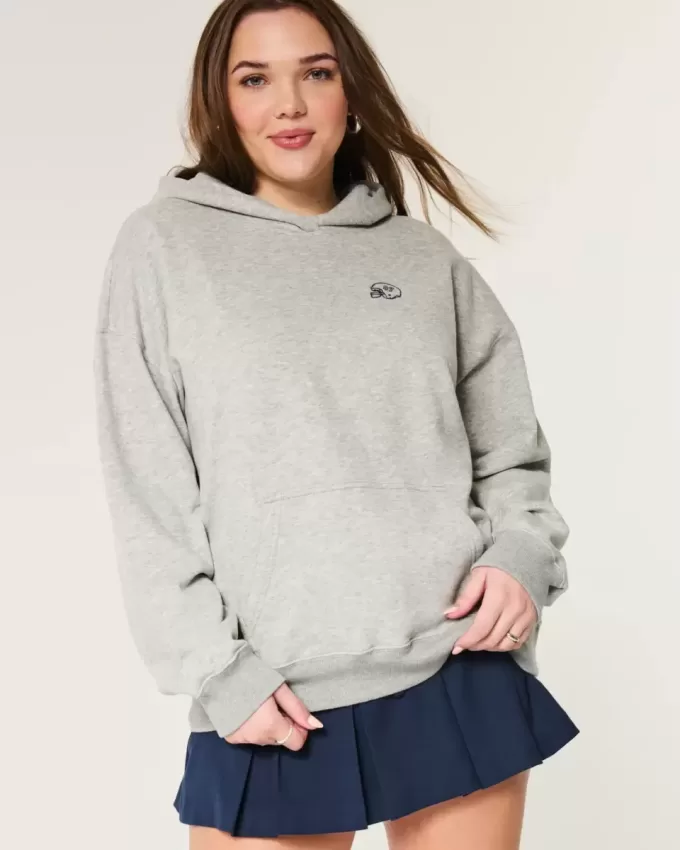 Oversized Football Graphic Hoodie