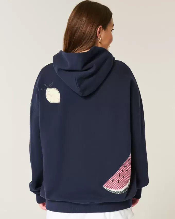 Oversized Fruit Graphic Hoodie