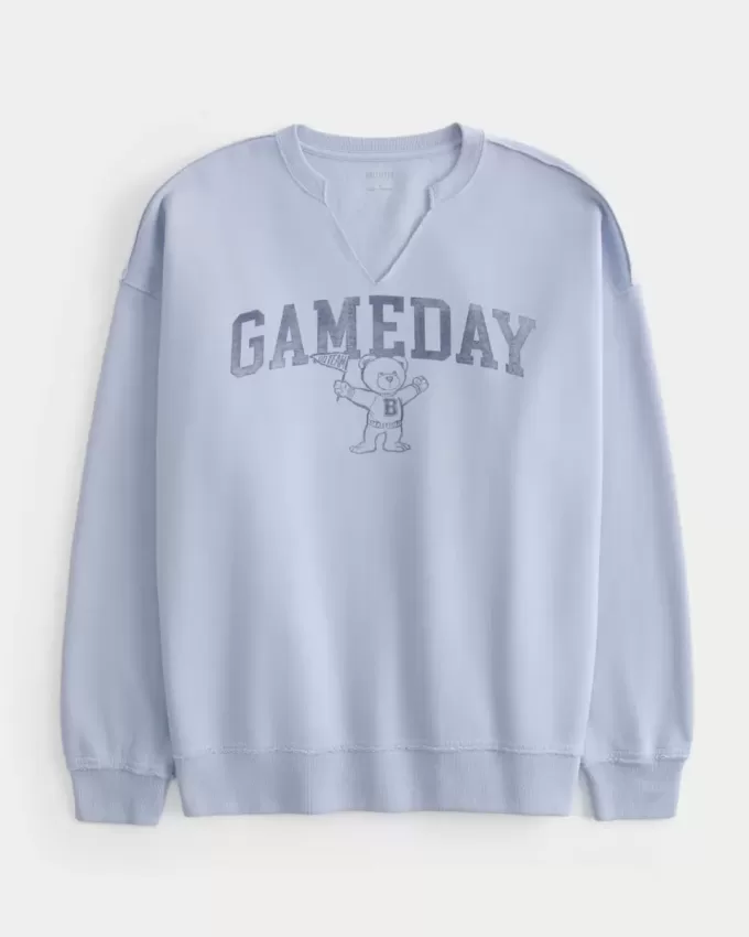 Oversized Gameday Graphic Notch-Neck Sweatshirt