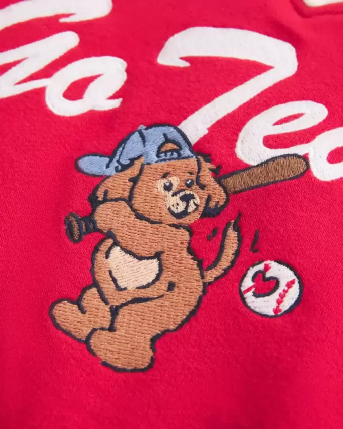 Oversized Go Team Graphic V-Neck Sweatshirt