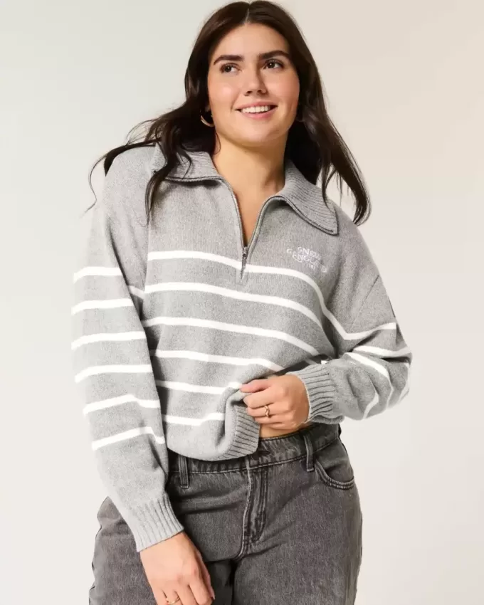 Oversized Half-Zip Graphic Sweater Oversized Half-Zip Graphic Sweater