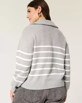 Oversized Half-Zip Graphic Sweater