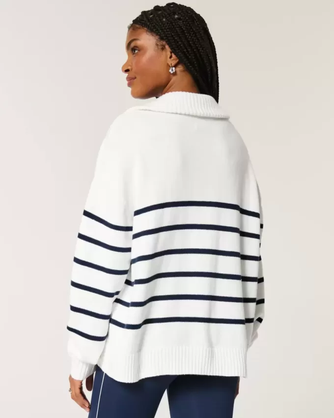Oversized Half-Zip Graphic Sweater Oversized Half-Zip Graphic Sweater