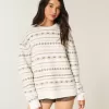 Oversized Heart Pattern Crew Sweater