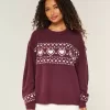 Oversized Heart Pattern Crew Sweater