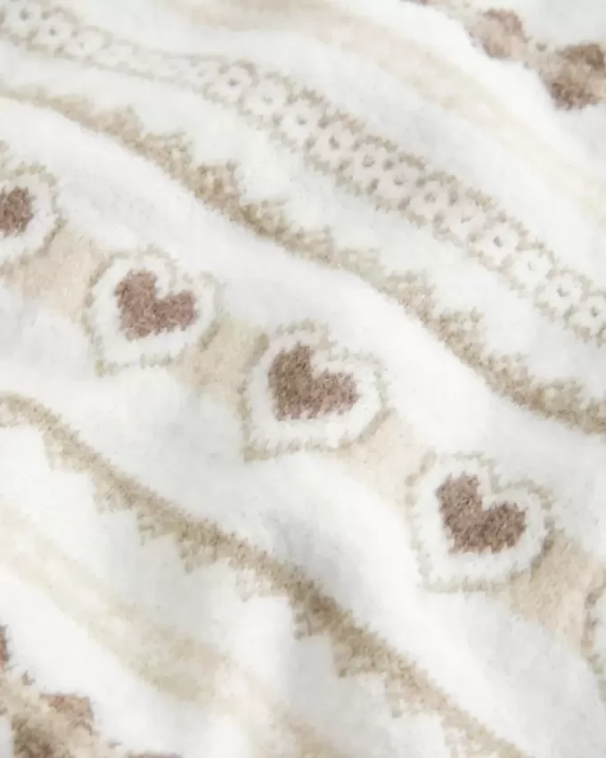 Oversized Heart Pattern Crew Sweater