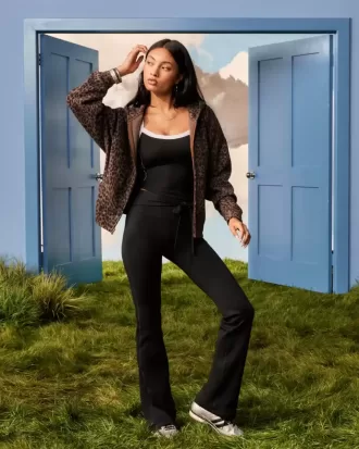 Oversized Leopard Print Zip-Up Hoodie