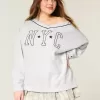 Oversized NYC Graphic V-Neck Sweatshirt